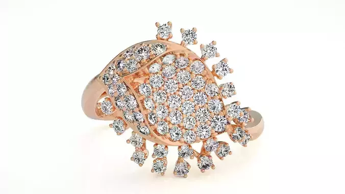 Flower Italian High Jewelry Diamond Cocktail Ring 3dm renders