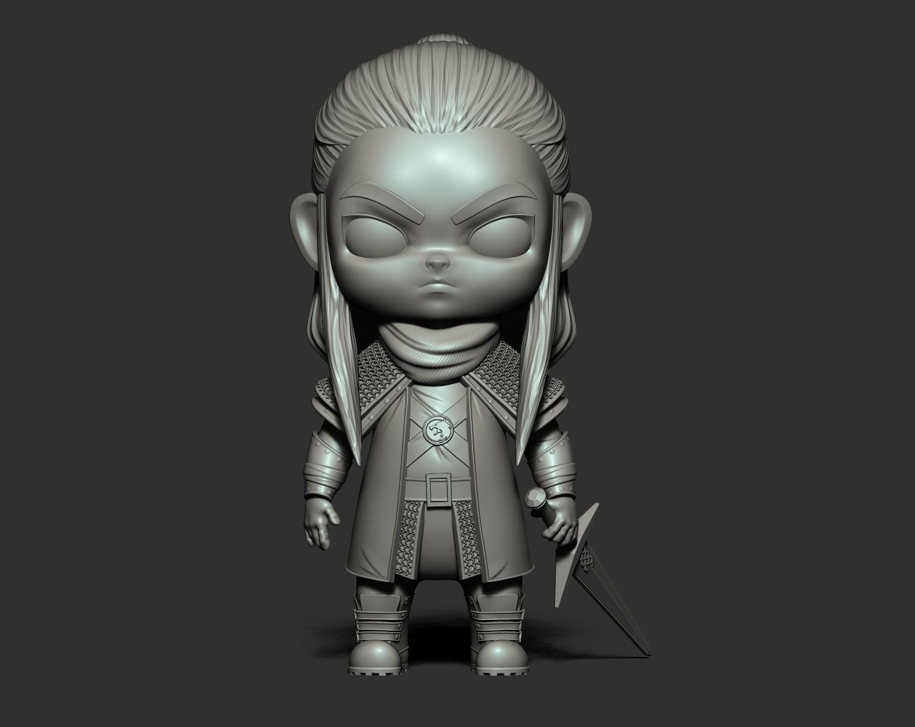 Chibi Geralt of Rivia The Witcher 3D print model_1