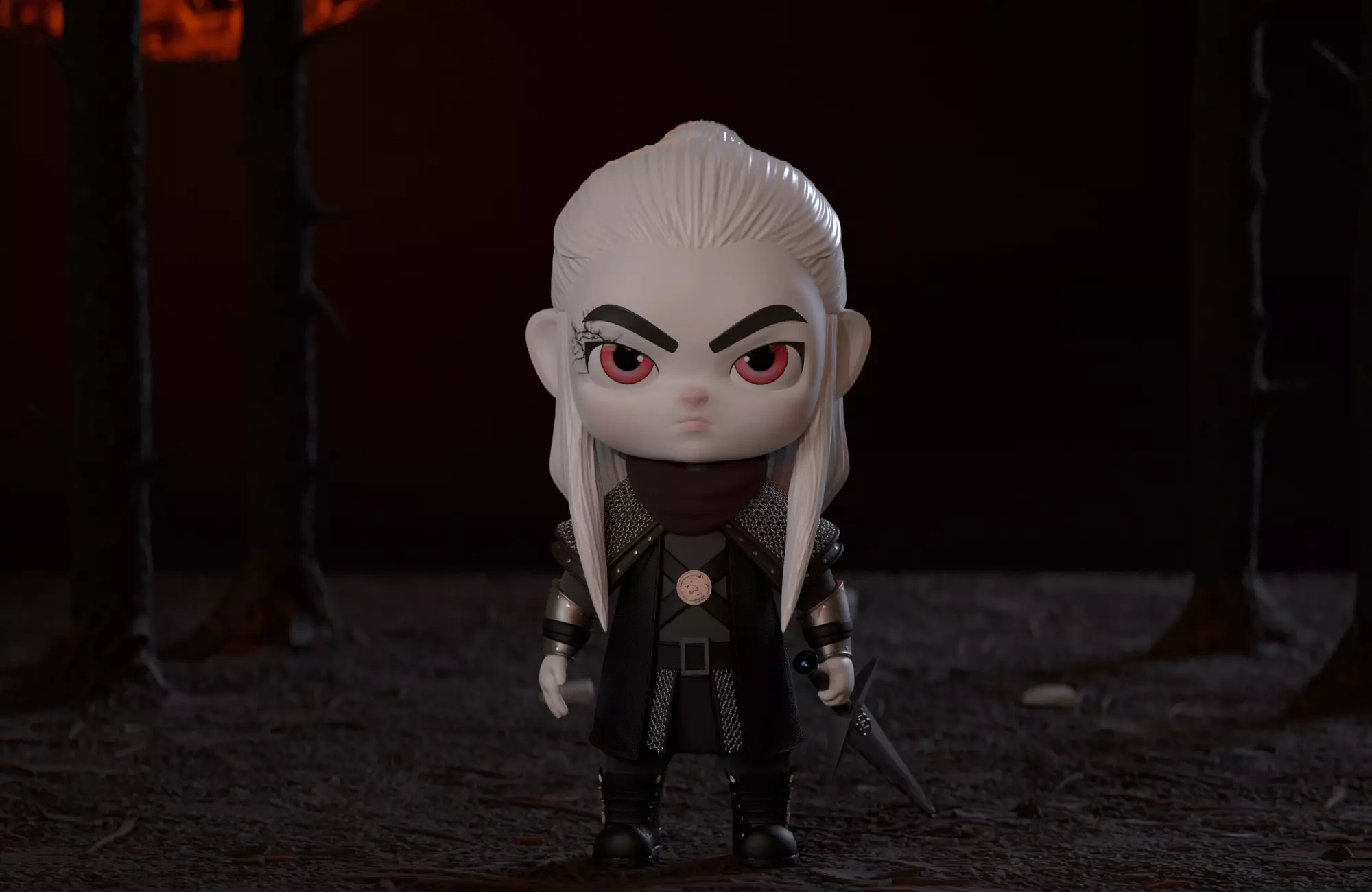Chibi Geralt of Rivia The Witcher 3D print model_0