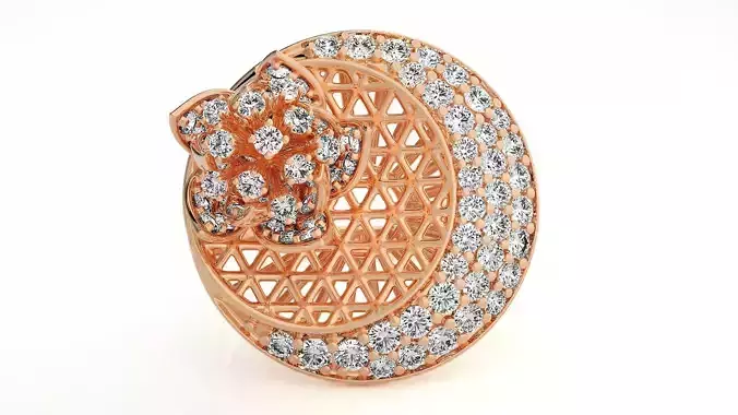 Ultra Vision Flower Mesh High Jewelry Diamond Cocktail Ring 3dm 3D print model