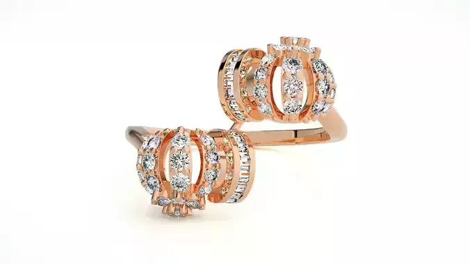 Bi Wire Ball High Jewelry Diamond Cocktail Ring 3dm stl renders