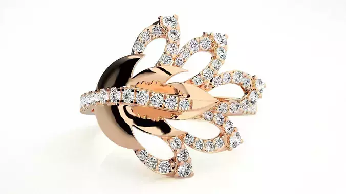  Flower Italian High Jewelry Diamond Cocktail Ring 3dm renders  3D print model
