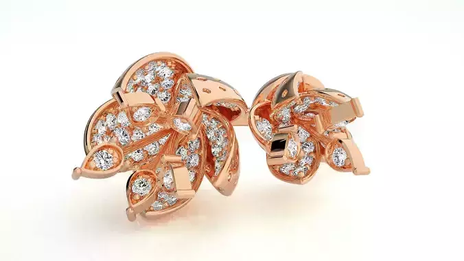 Bi Flower High Jewelry Diamond Cocktail Ring 3dm stl renders