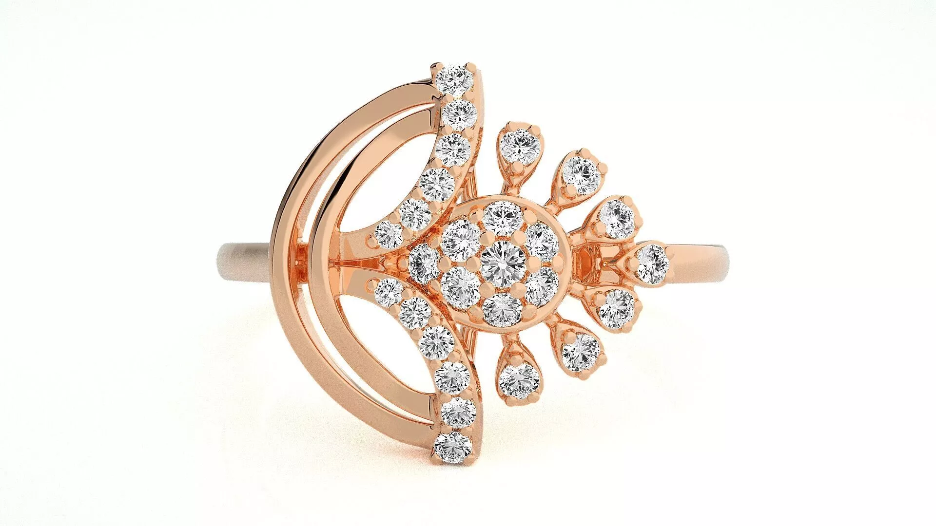 Flower Italian High Jewelry Diamond Cocktail Ring 3dm renders 3D print model