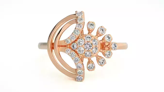 Flower Italian High Jewelry Diamond Cocktail Ring 3dm renders