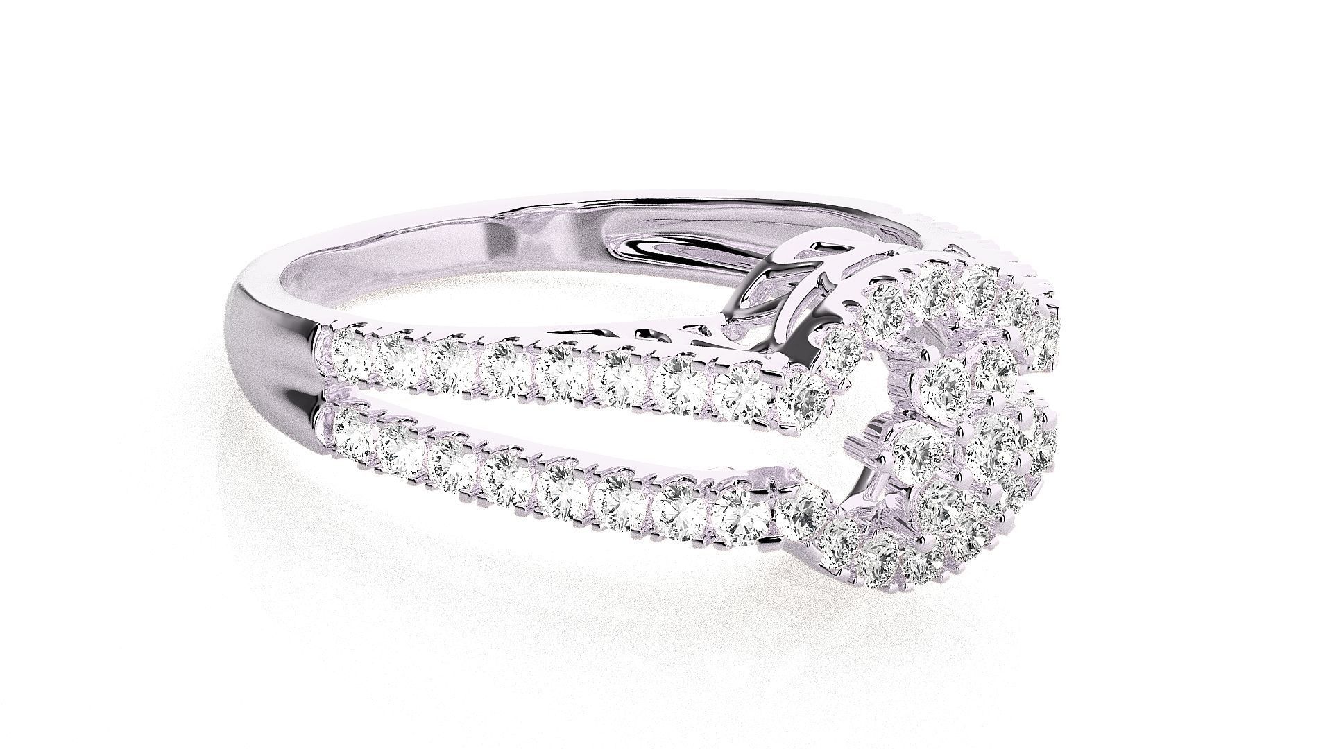  Flower Italian High Jewelry Diamond Cocktail Ring 3dm renders  3D print model_6