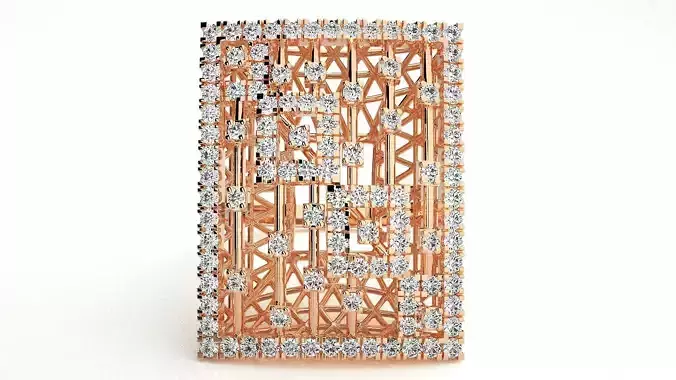 Ultra Vision Wire Mesh Scattered Jewelry Diamond Cocktail Ring