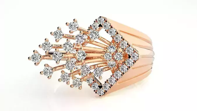  Flower Italian High Jewelry Diamond Cocktail Ring 3dm renders  3D print model