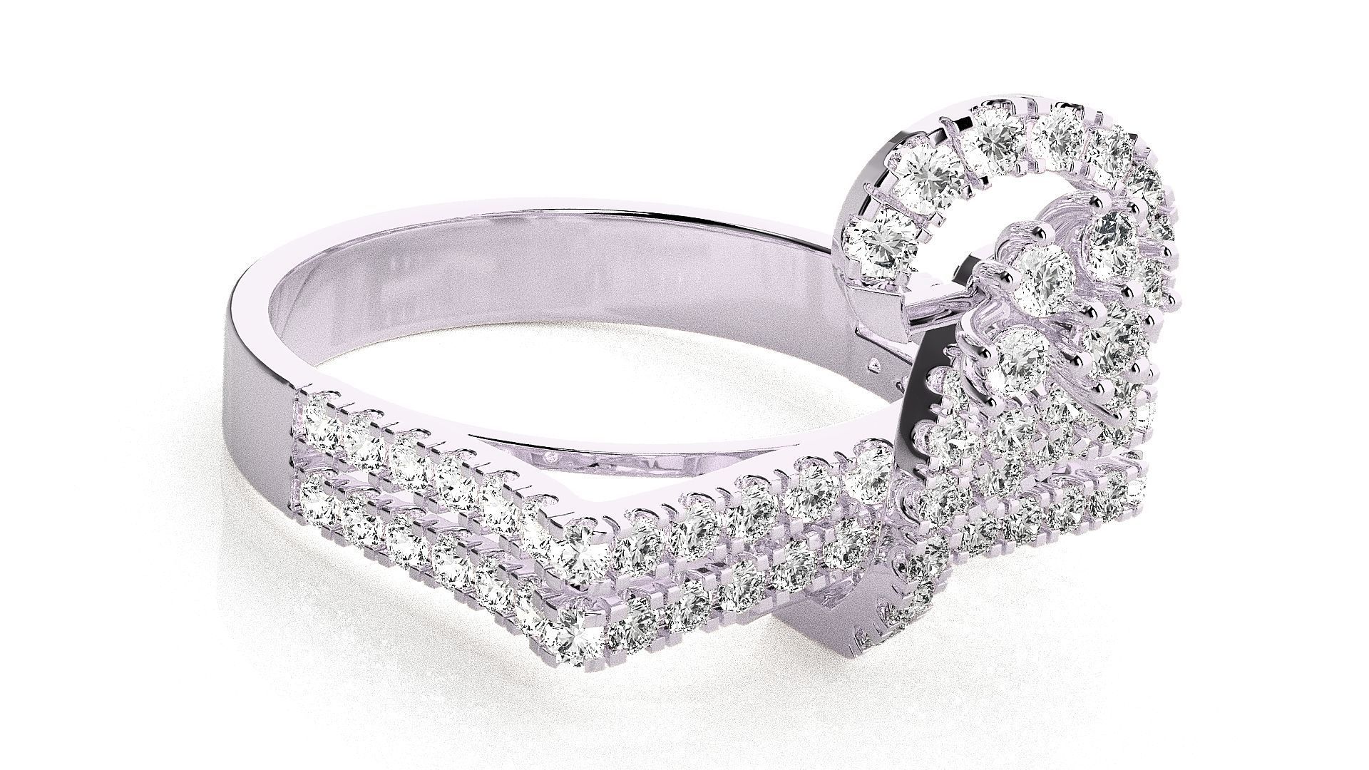  Flower Italian High Jewelry Diamond Cocktail Ring 3dm renders  3D print model_6