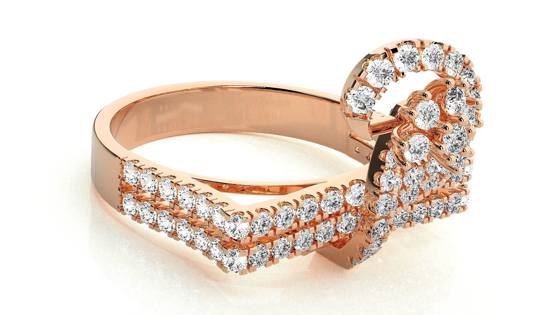  Flower Italian High Jewelry Diamond Cocktail Ring 3dm renders  3D print model_3