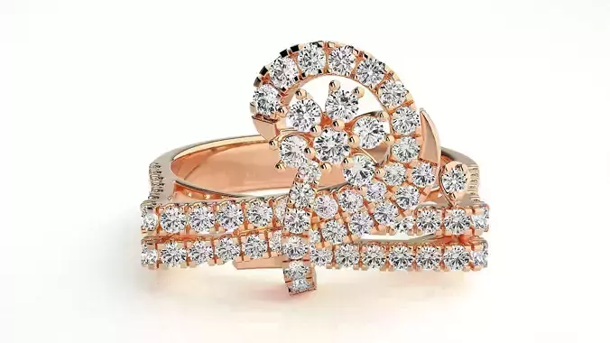  Flower Italian High Jewelry Diamond Cocktail Ring 3dm renders  3D print model