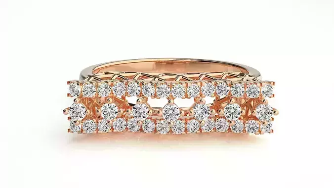 Wire Mesh High Jewelry Diamond Cocktail Ring 3dm stl renders 