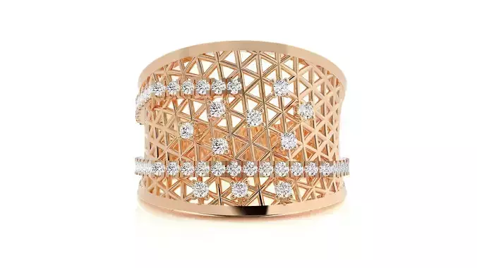 Ultra Vision Wire Mesh Italian Jewelry Diamond Cocktail Ring