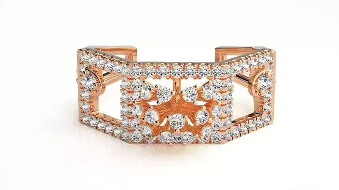  Flower Italian High Jewelry Diamond Cocktail Ring 3dm renders  3D print model