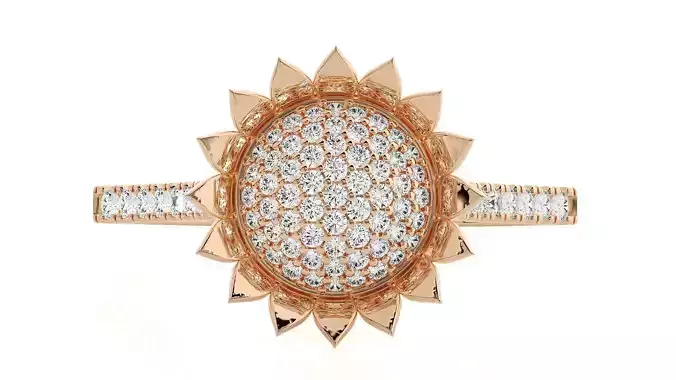 Sunflower High Jewelry Diamond Cocktail Ring 3dm stl 3dm stl
