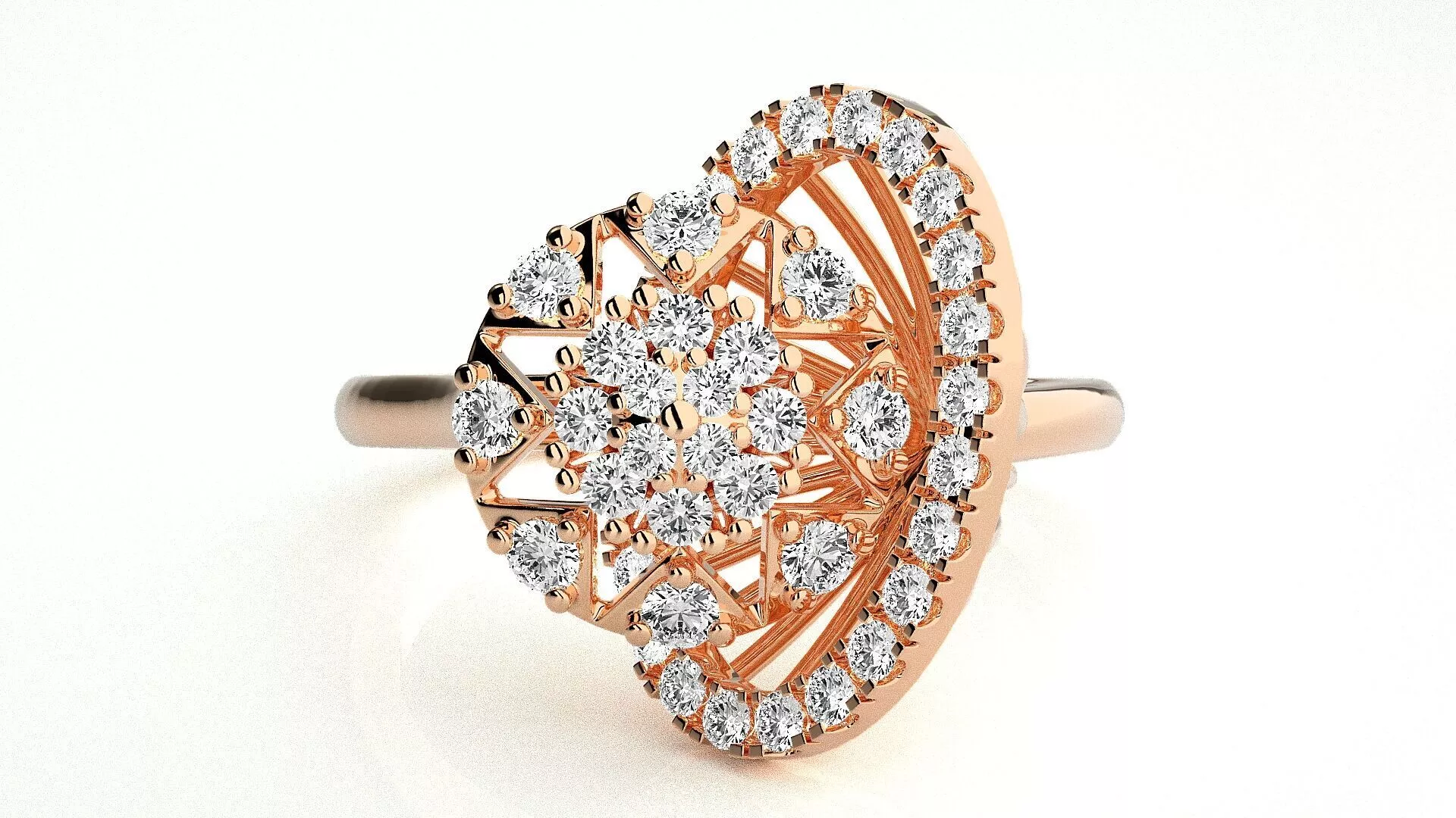 Flower Cover High Jewelry Diamond Cocktail Ring 3dm stl 3dm stl 3D print model