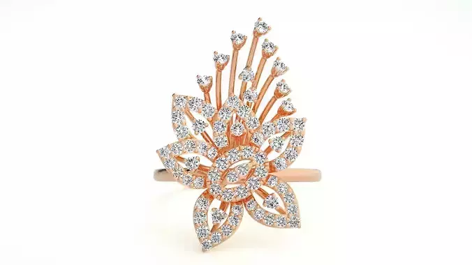 Flower High Jewelry Diamond Cocktail Ring 3dm stl 3dm stl 
