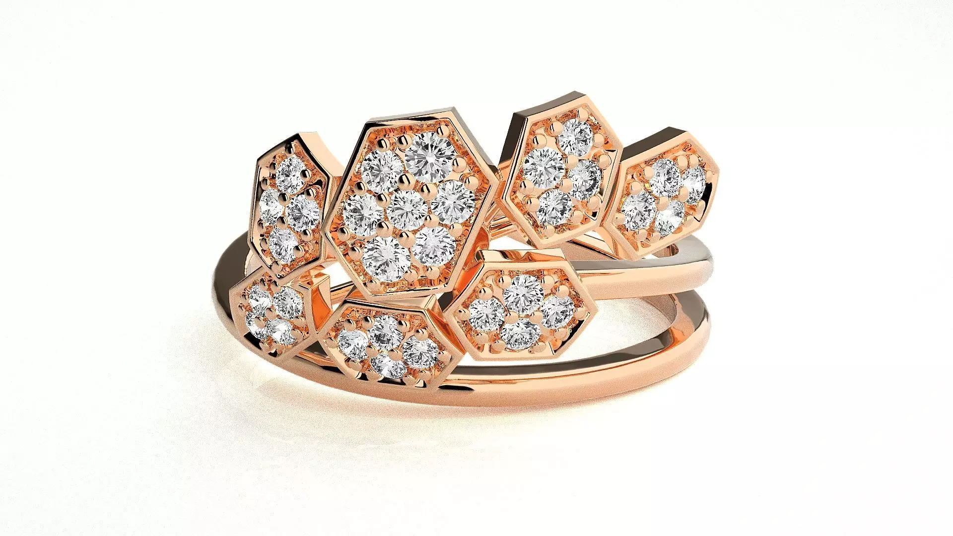 Bees Hives High Jewelry Diamond Cocktail Ring 3dm stl 3dm stl 3D print model