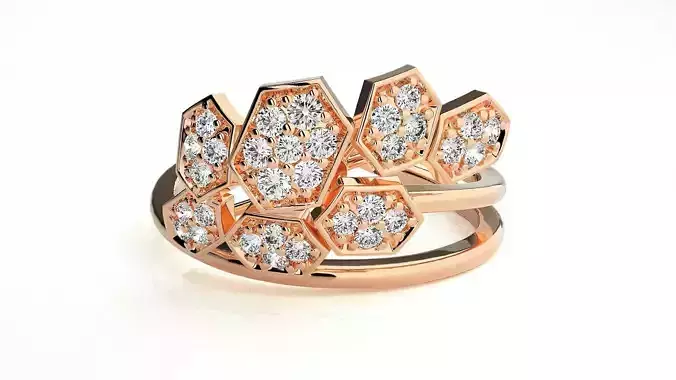 Bees Hives High Jewelry Diamond Cocktail Ring 3dm stl 3dm stl 