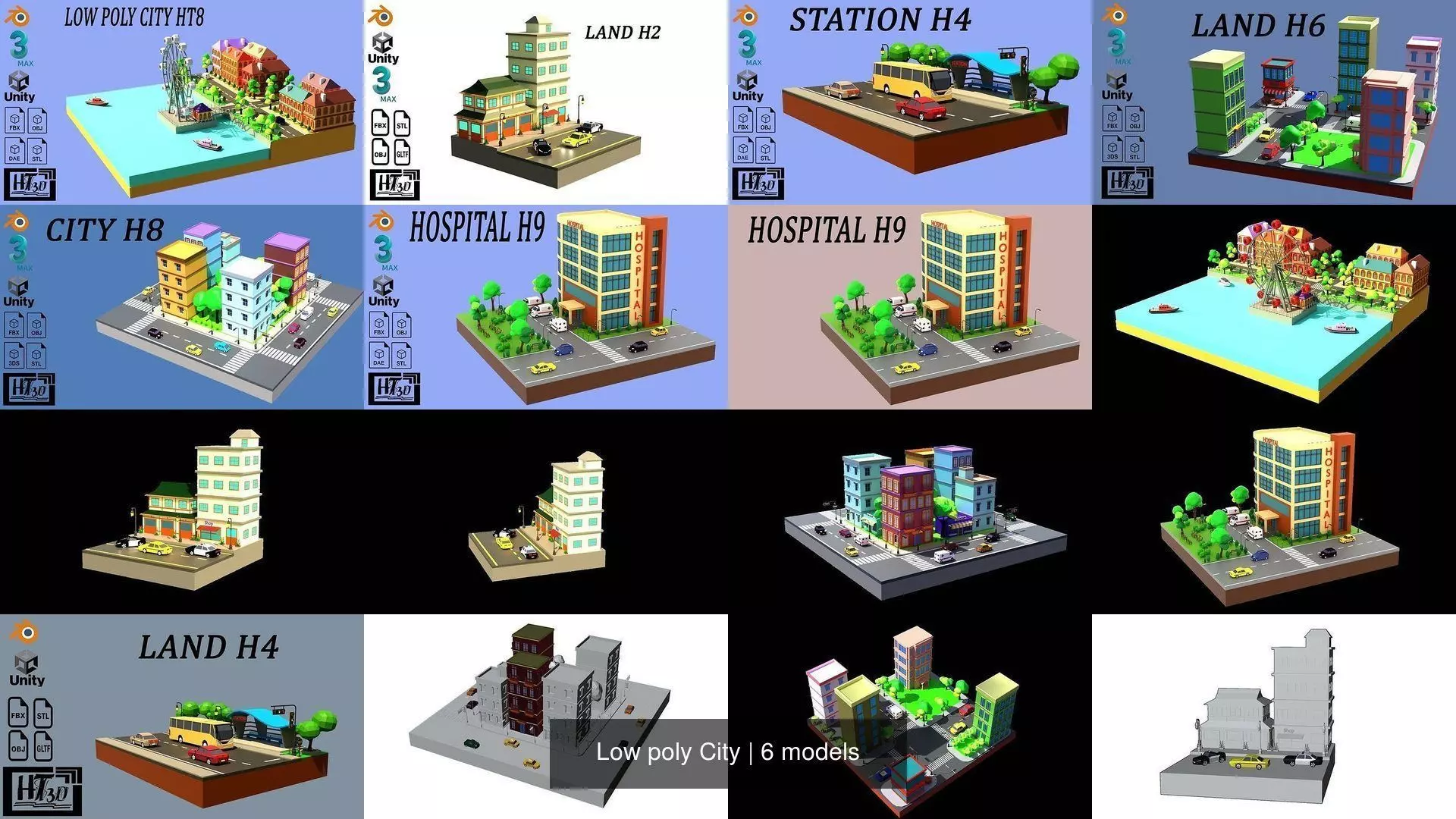 Low poly City 3D Model Collection_1