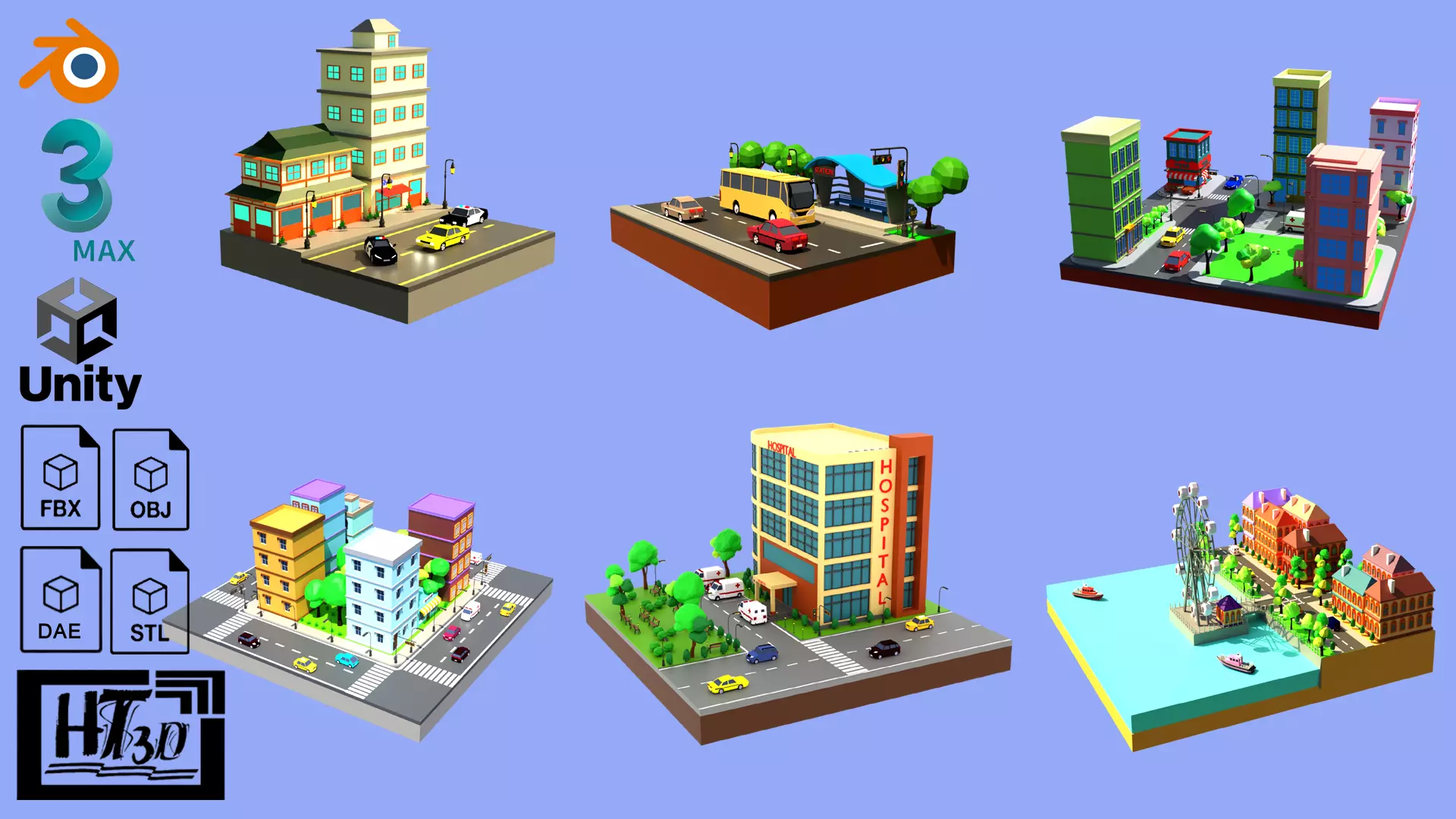 Low poly City 3D Model Collection_0