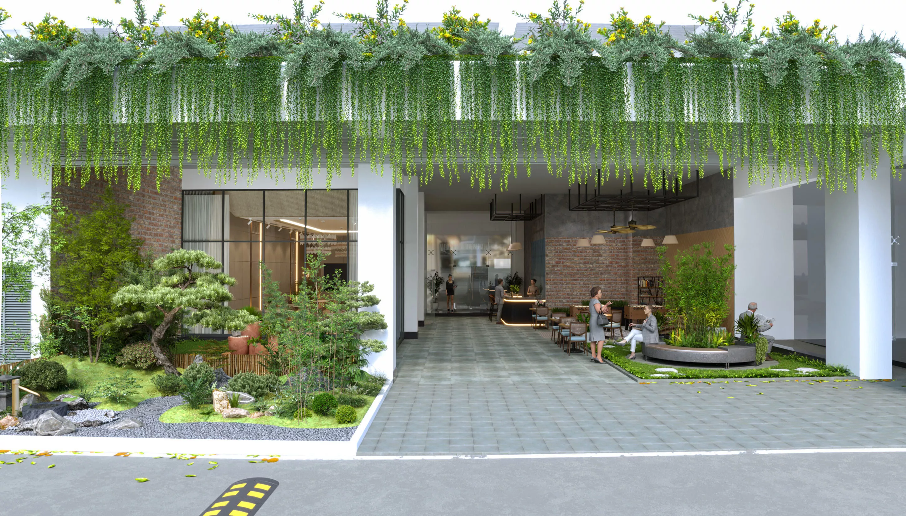 Hotel conference and Outdoor landscape 3D model