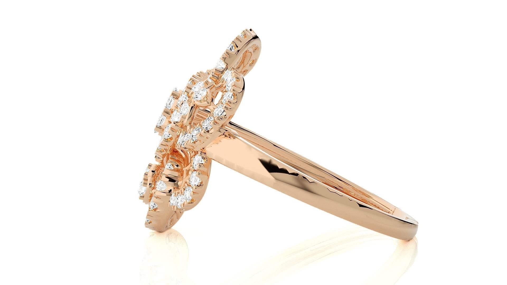  Flower Italian High Jewelry Diamond Cocktail Ring 3dm renders  3D print model_4