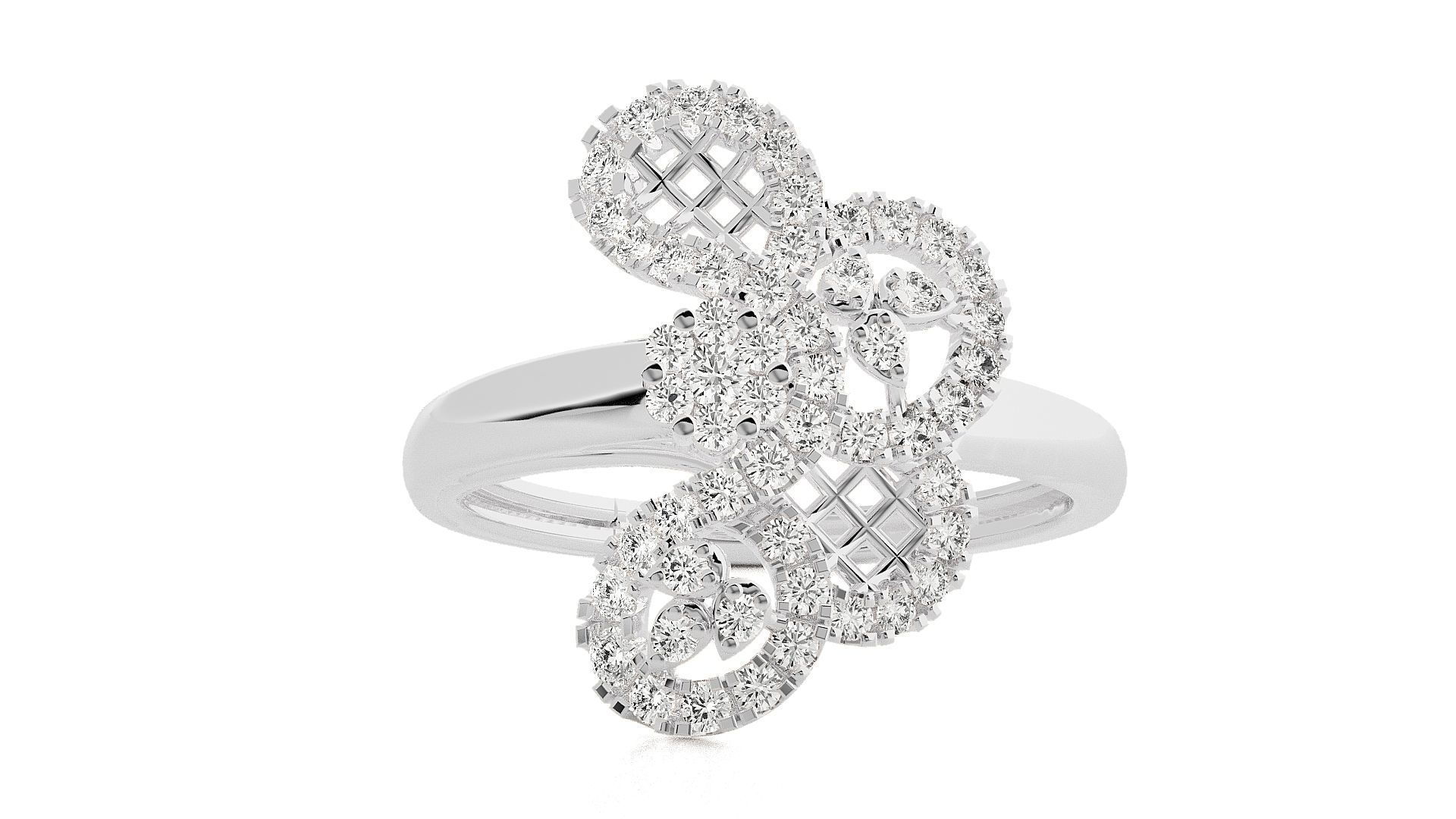  Flower Italian High Jewelry Diamond Cocktail Ring 3dm renders  3D print model_5