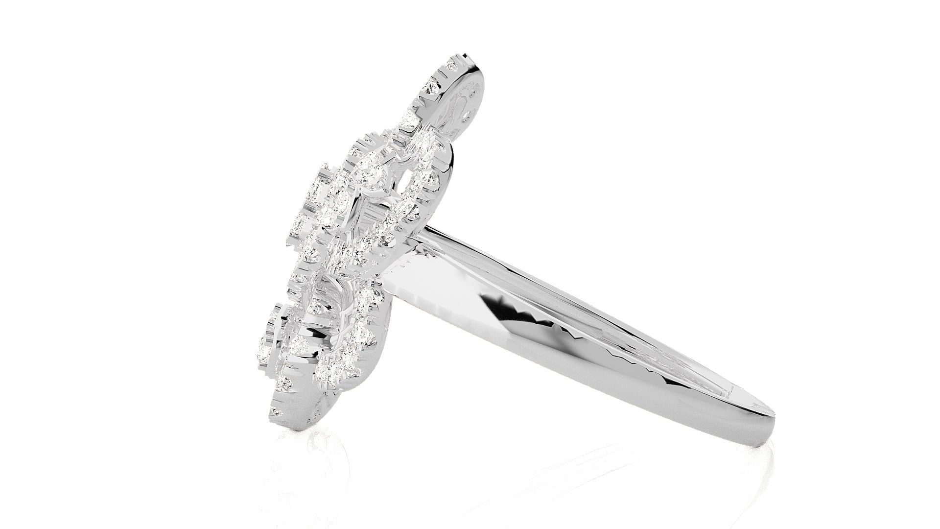  Flower Italian High Jewelry Diamond Cocktail Ring 3dm renders  3D print model_7