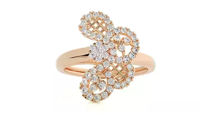  Flower Italian High Jewelry Diamond Cocktail Ring 3dm renders  3D print model