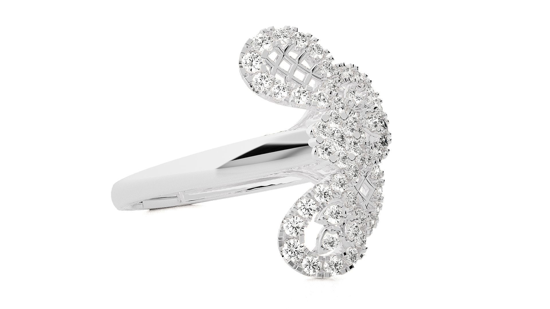  Flower Italian High Jewelry Diamond Cocktail Ring 3dm renders  3D print model_6