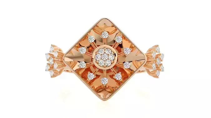 Flower Italian High Jewelry Diamond Cocktail Ring 3dm renders