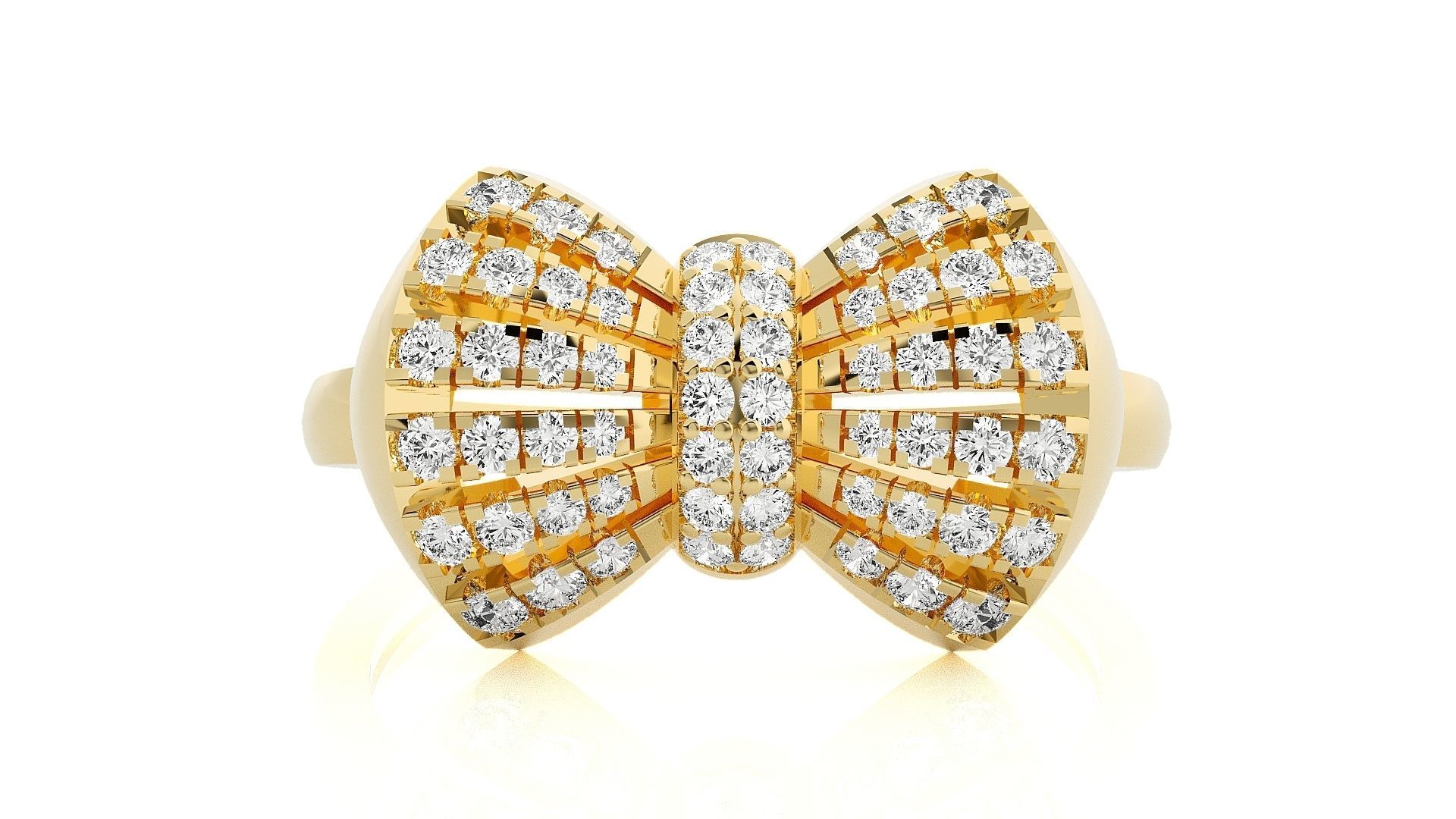 Bow Tie High Jewelry Diamond Cocktail Ring 3dm stl details 3D print model_2