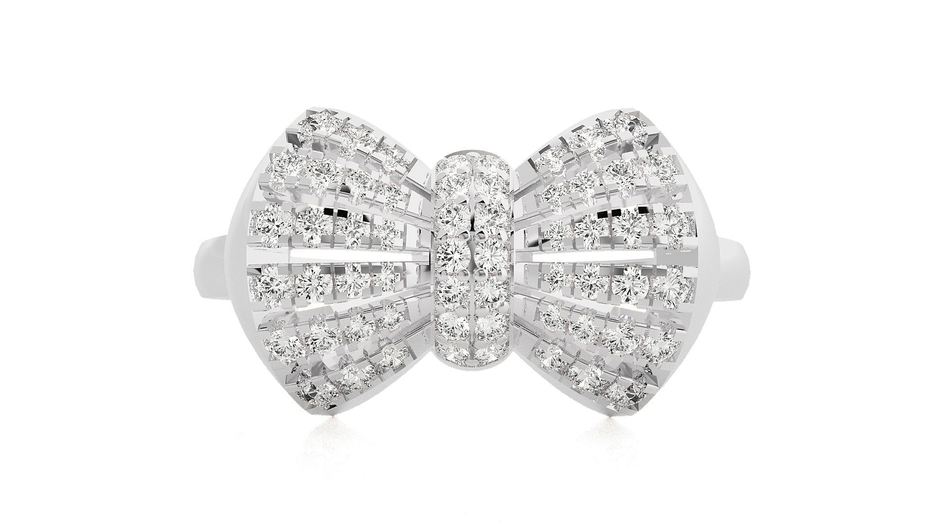Bow Tie High Jewelry Diamond Cocktail Ring 3dm stl details 3D print model_6