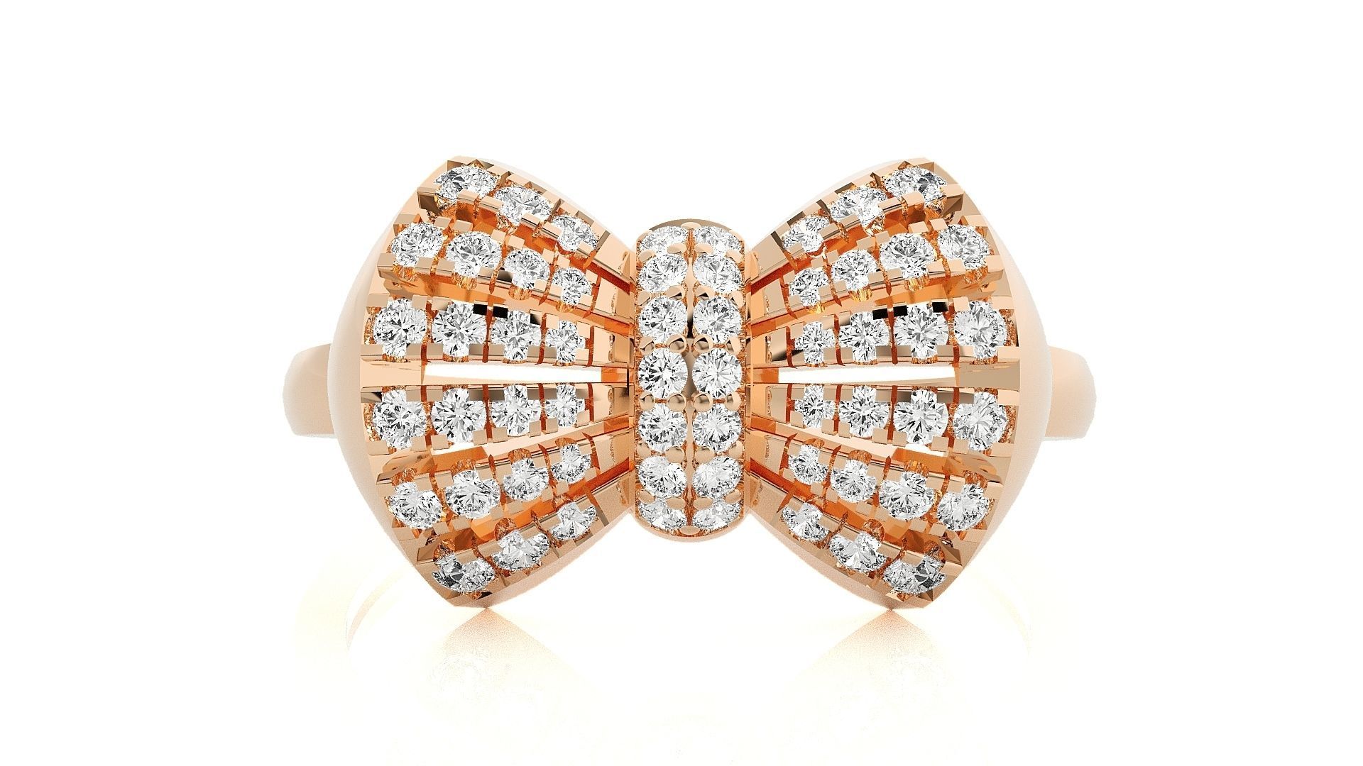 Bow Tie High Jewelry Diamond Cocktail Ring 3dm stl details 3D print model_1