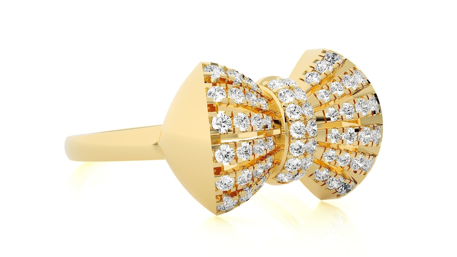 Bow Tie High Jewelry Diamond Cocktail Ring 3dm stl details 3D print model_9