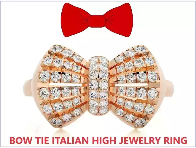 Bow Tie High Jewelry Diamond Cocktail Ring 3dm stl details 3D print model Bow Tie High Jewelry Diamond Cocktail Ring 3dm stl details 3D print model