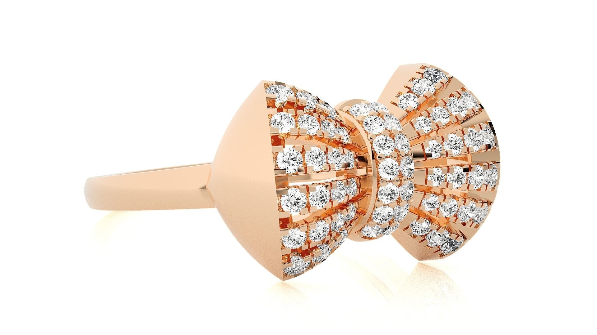 Bow Tie High Jewelry Diamond Cocktail Ring 3dm stl details 3D print model_4