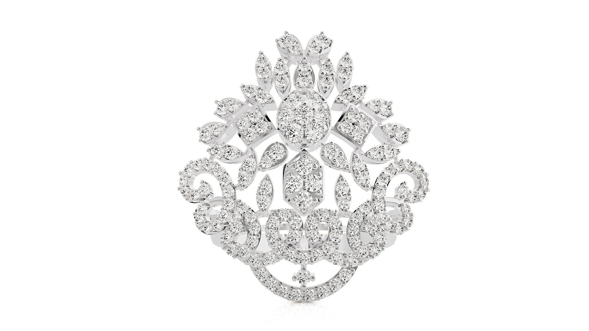 Flower Italian High Jewelry Diamond Cocktail Ring 3dm renders 3D print model_5