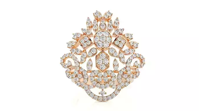 Flower Italian High Jewelry Diamond Cocktail Ring 3dm renders