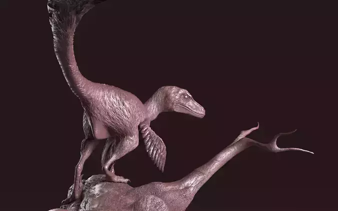 Velociraptor on Log 3D print model