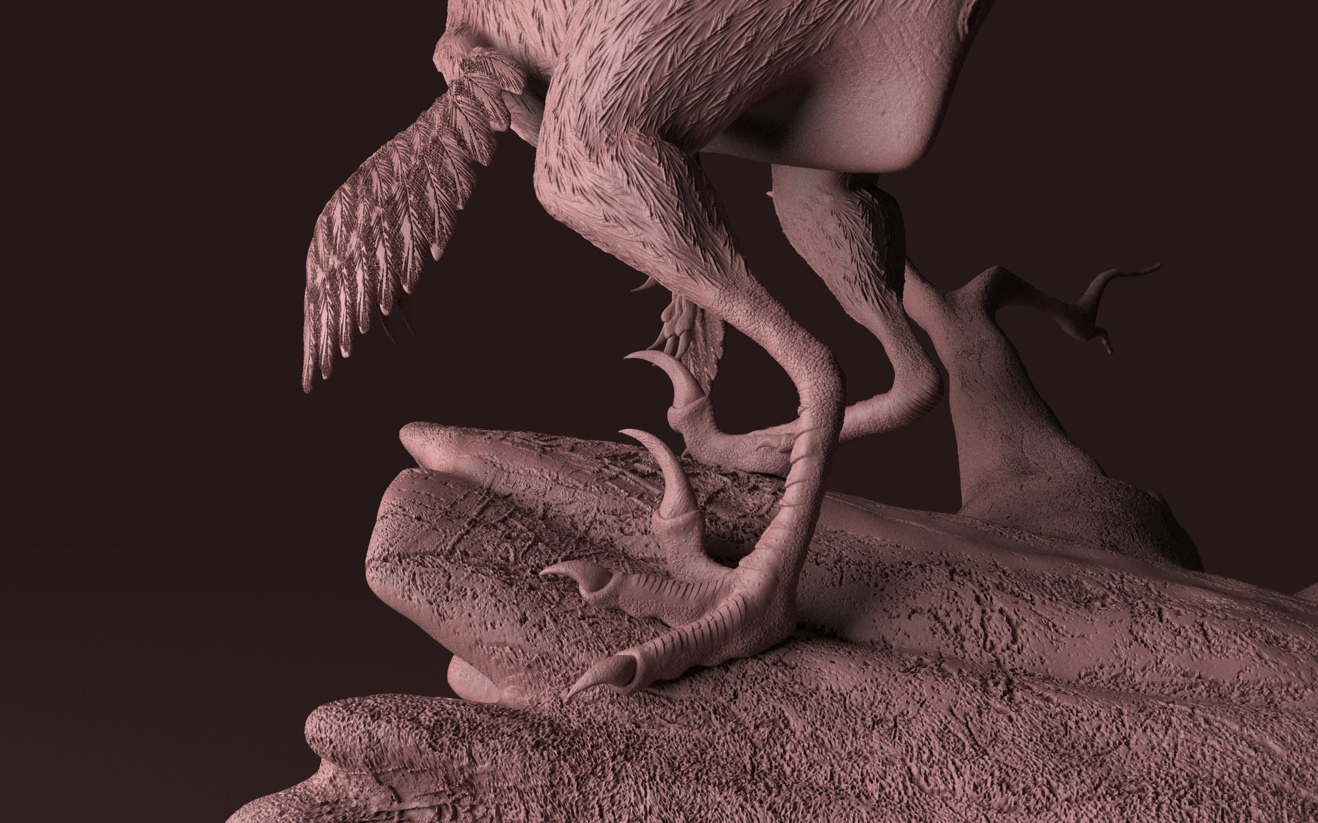 Velociraptor on Log 3D print model_3