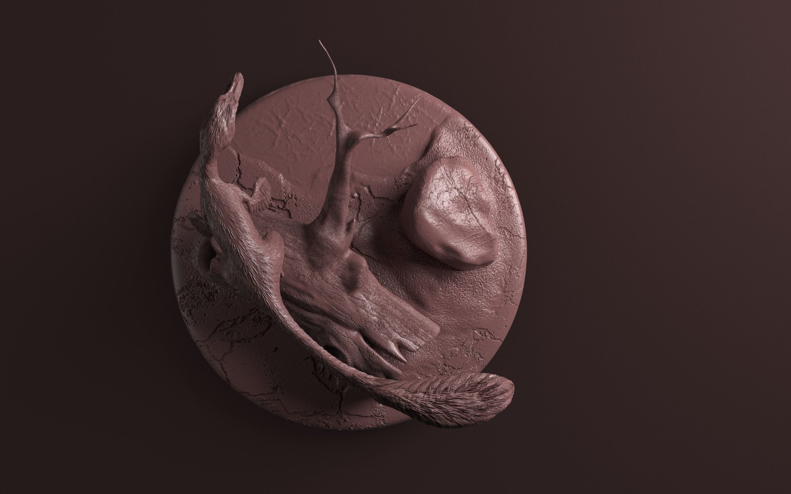 Velociraptor on Log 3D print model_5