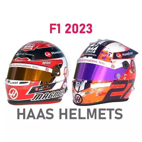 F1 Haas Helmets 2023 Low-poly 3D model
