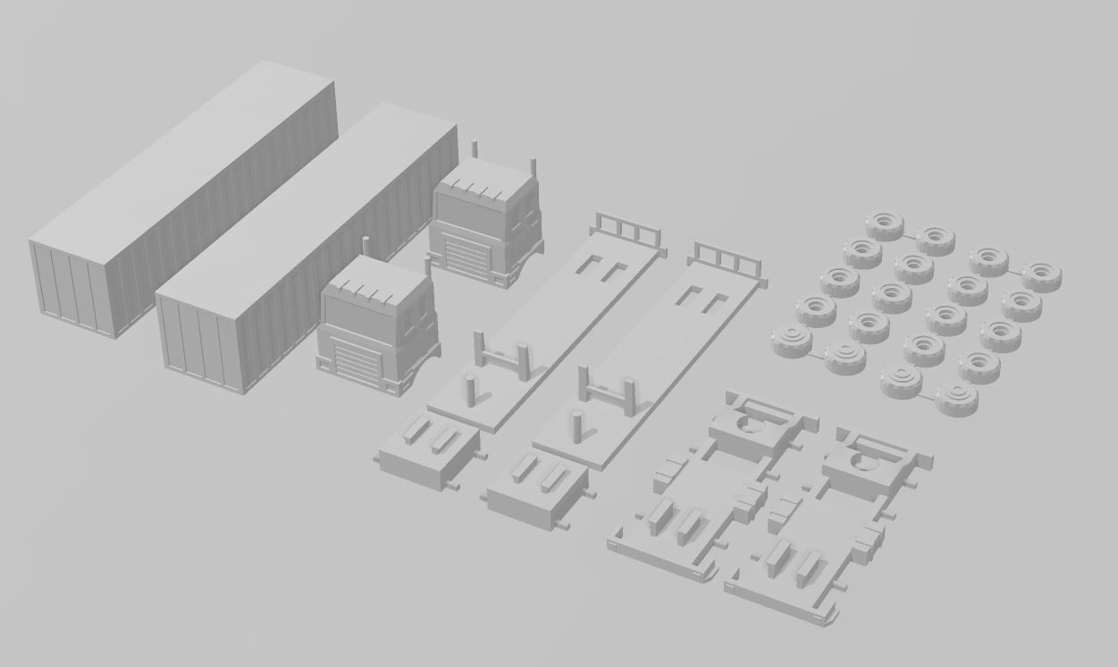 Modern Trailer Truck 2pcs by Outland Models 3D Printable 3D print model_4