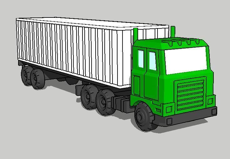 Modern Trailer Truck 2pcs by Outland Models 3D Printable 3D print model_1