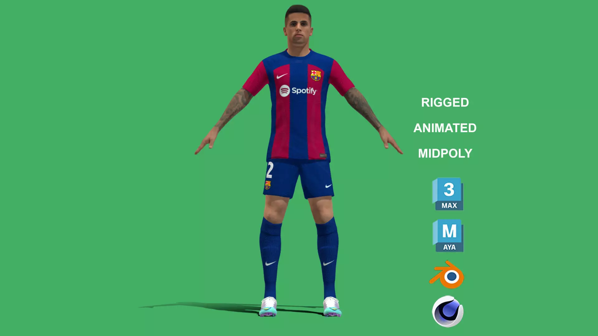3D Rigged Joao Cancelo Barcelona 2024 3D model