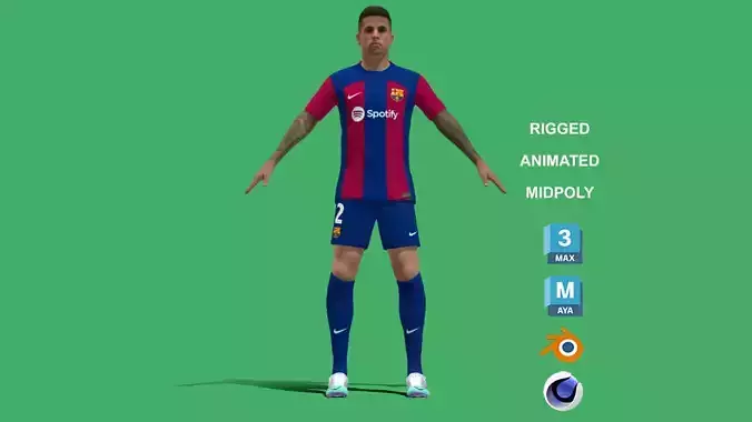 3D Rigged Joao Cancelo Barcelona 2024 3D model