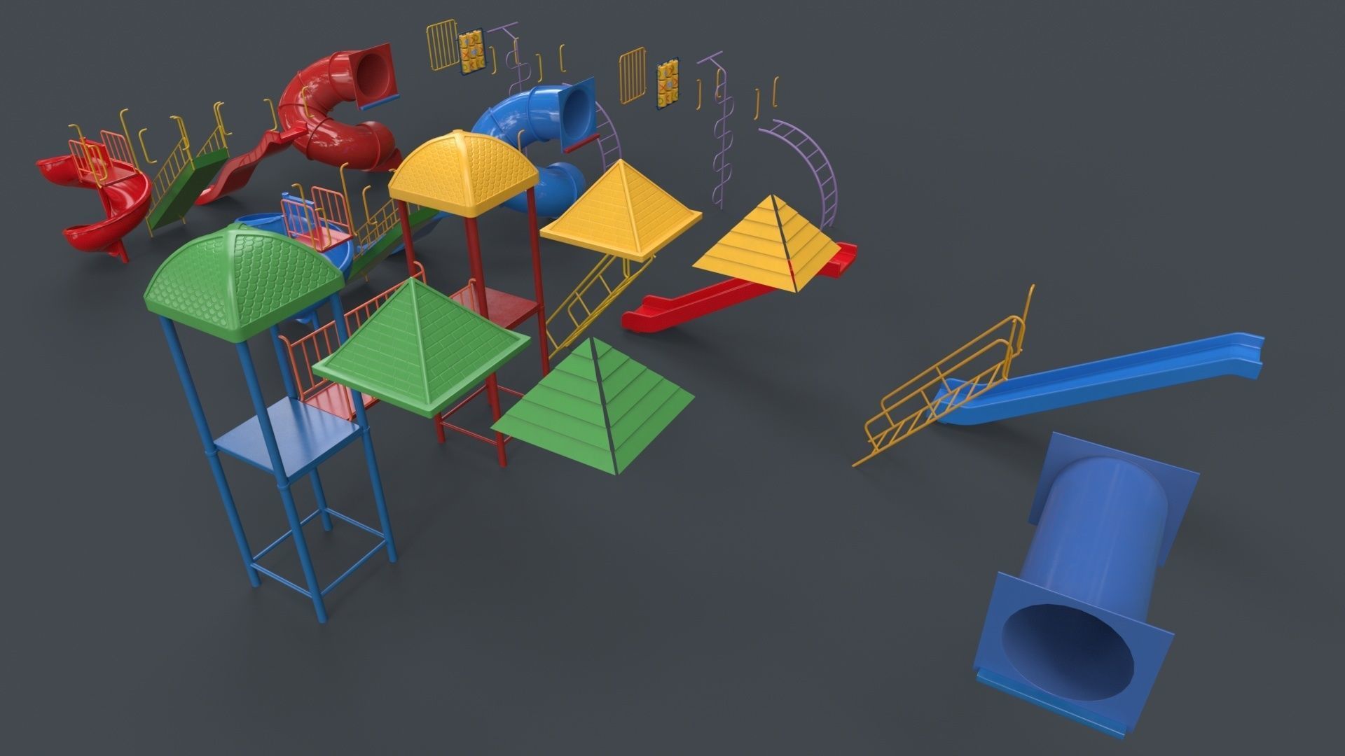 PBR Playground Outdoor Jungle Gym 15 B Low-poly 3D model_5