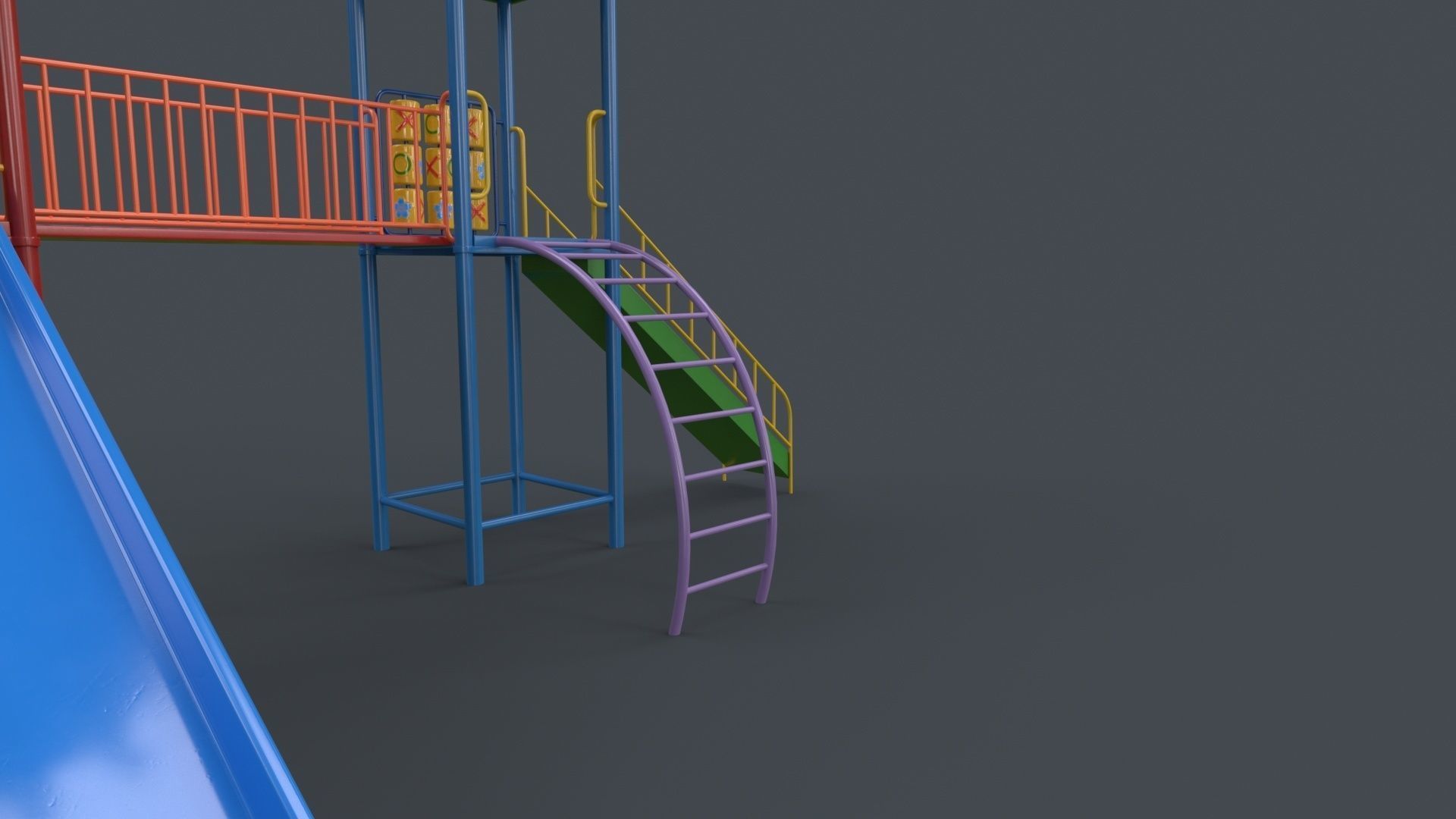 PBR Playground Outdoor Jungle Gym 15 B Low-poly 3D model_19